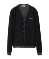 Miu Miu Silk Cashmere Cardigan Sweater In Black