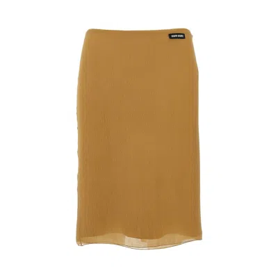 Miu Miu Silk Creponne Knee-length Skirt In Brown