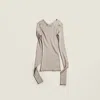 Miu Miu Silk Crew-neck Sweater In Gray
