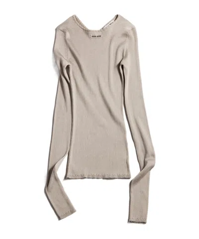 Miu Miu Silk Crew-neck Sweater In Gray
