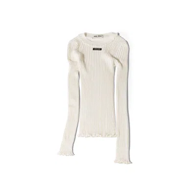 Miu Miu Silk Crew-neck Sweater In Black