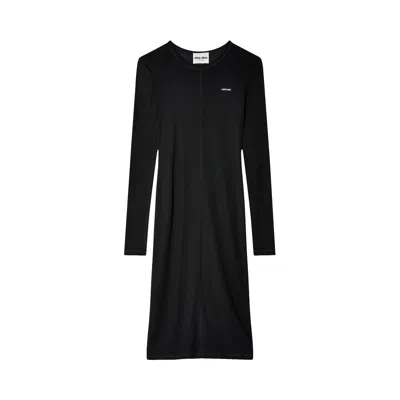 Pre-owned Miu Miu Silk Jersey Dress 'black' | Women's Size 38