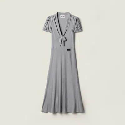 Miu Miu Silk Jersey Dress In Gray