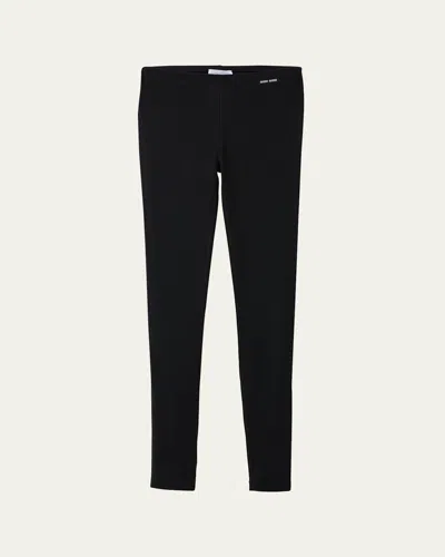 Miu Miu Silk Jersey Leggings In Nero