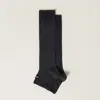 Miu Miu Silk Knee-high Socks In Slate Gray
