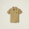 Miu Miu Check Short-sleeve Polo Top In Cream