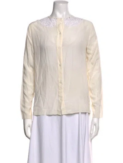 Pre-owned Miu Miu Silk Long Sleeve Blouse In Neutrals