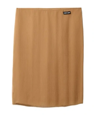 Miu Miu Silk Mini Skirt In Brown