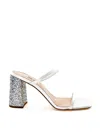 Miu Miu Silk Mixed Sandal With Crystal Heel