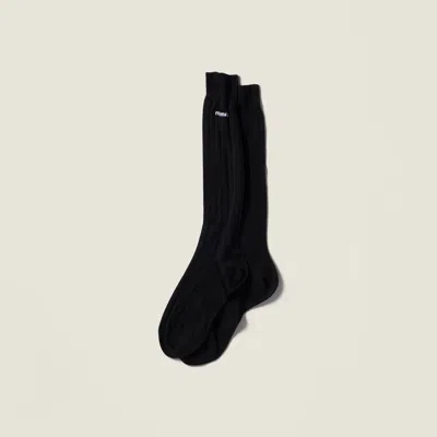 Miu Miu Silk Socks In Blue