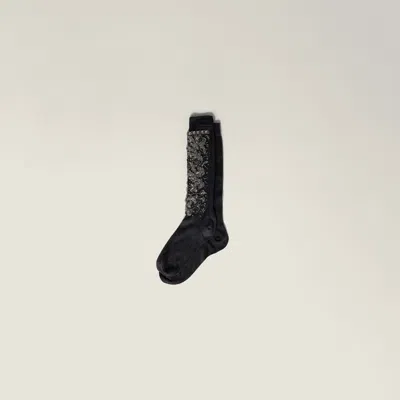 Miu Miu Silk Socks In Black