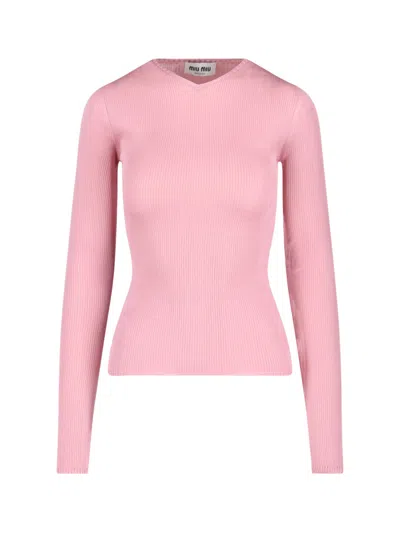Miu Miu Silk Sweater In Animal Print