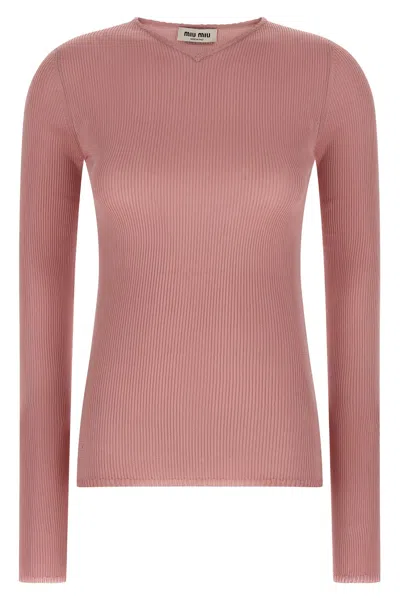 Miu Miu Silk Sweater In Pink