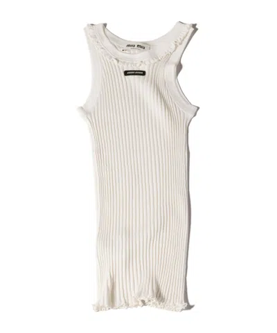 Miu Miu Silk Tank Top In Neutral