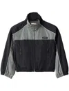 Miu Miu Technical Silk Zipper Blouson Jacket In White