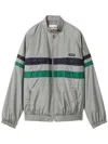 Miu Miu Striped Jacket Front Pockets Elasticated Cuffs In Gray