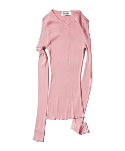 MIU MIU SILK V-NECK SWEATER