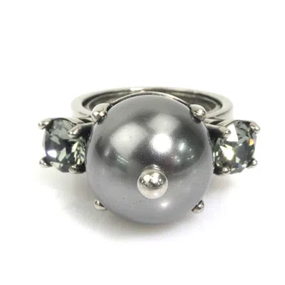 Pre-owned Miu Miu Silver Artificial Pearl Metal Band Ring ()