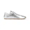 Miu Miu Metallic Leather Retro Runner Sneakers In Silver