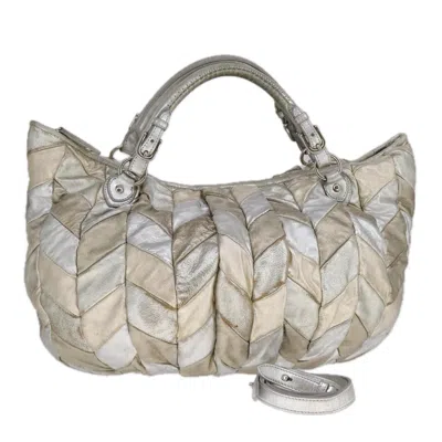 Pre-owned Miu Miu Silver Leather Tote Bag ()