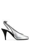 Miu Miu Metallic Leather Peep Toe Sandals