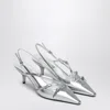 Miu Miu Silver Slingback Pumps With Buckles In Silver