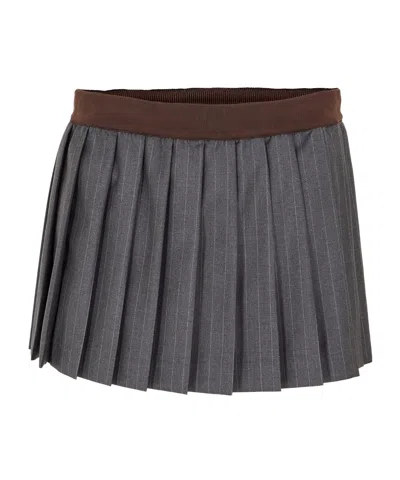 Miu Miu Simple And Versatile Ruched Skirt In Gray