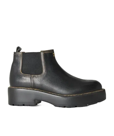 Miu Miu Simple Logo Ankle Boots In Black