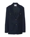 Miu Miu Single-breasted Batavia Jacket In Blue