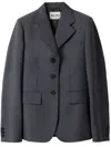 Miu Miu Single-breasted Kid Mohair Jacket In Grey