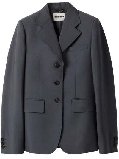 Miu Miu Mohair-blend Single-breasted Blazer In Grey