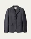 Miu Miu Single-breasted Blazer Jacket In Gray
