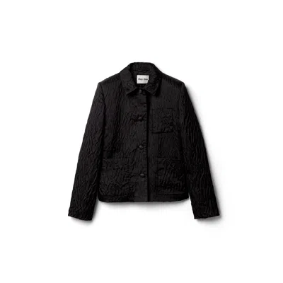 Miu Miu Single-breasted Cloqué Duchesse Jacket In Black