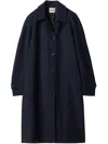 Miu Miu Single-breasted Kid Mohair Coat In Blue