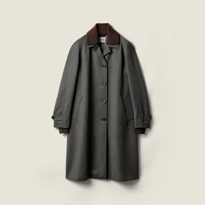 Miu Miu Single-breasted Coat In Cover Fabric In Gray
