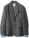 Miu Miu Single-breasted Gabardine Blazer In Grey