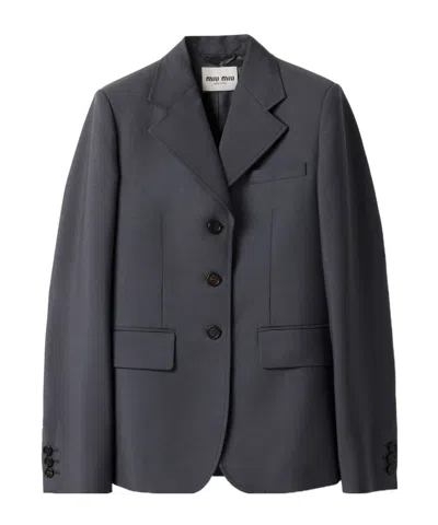 MIU MIU SINGLE-BREASTED KID MOHAIR JACKET