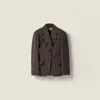 Miu Miu Single-breasted Light Shetland Wool Jacket In Multi