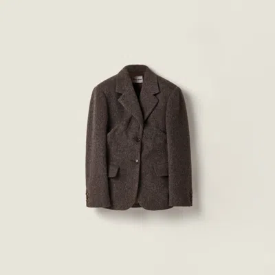 Miu Miu Single-breasted Light Shetland Wool Jacket In Multi