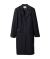 Miu Miu Embroidered Stretch Wool Blend Coat In Black