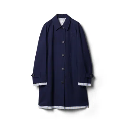 Miu Miu Single-breasted Poplin Coat In Blue