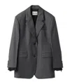 Miu Miu Single-breasted Prince Of Wales Check Grisaille Jacket In Black