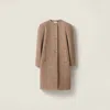 Miu Miu Single-breasted Shetland Wool Coat In Brown