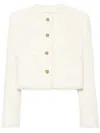 Miu Miu Single-breasted Tweed Jacket In Neutrals