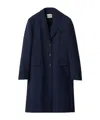 Miu Miu Single-breasted Kid Mohair Coat In Blue