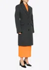Miu Miu Single-breasted Wool Coat In Gray