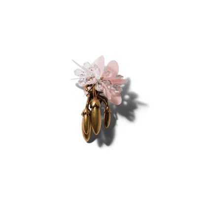 Miu Miu Single Metal Earring With Crystals In Gold