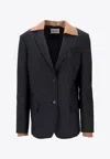 Miu Miu Single-breasted Buttoned Blazer In Blue