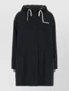 Miu Miu Single-breasted Hooded Parka Coat In Black