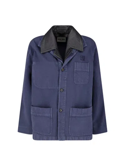 Miu Miu Single-breasted Jacket In Blue